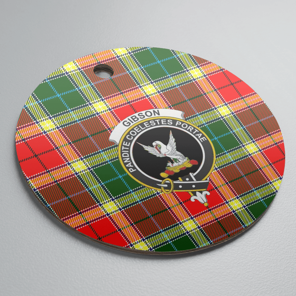 Clan Gibbs Tartan Crest Round Ceramic Ornament PQ15 Gibbs Tartan Tartan Christmas