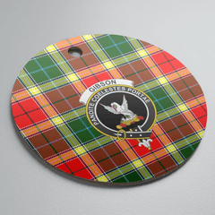 Clan Gibbs Tartan Crest Round Ceramic Ornament PQ15 Gibbs Tartan Tartan Christmas