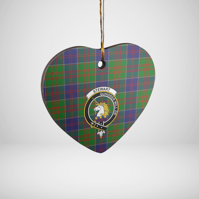 Clan Stewart of Appin Hunting Modern Tartan Crest Heart Ceramic Ornament