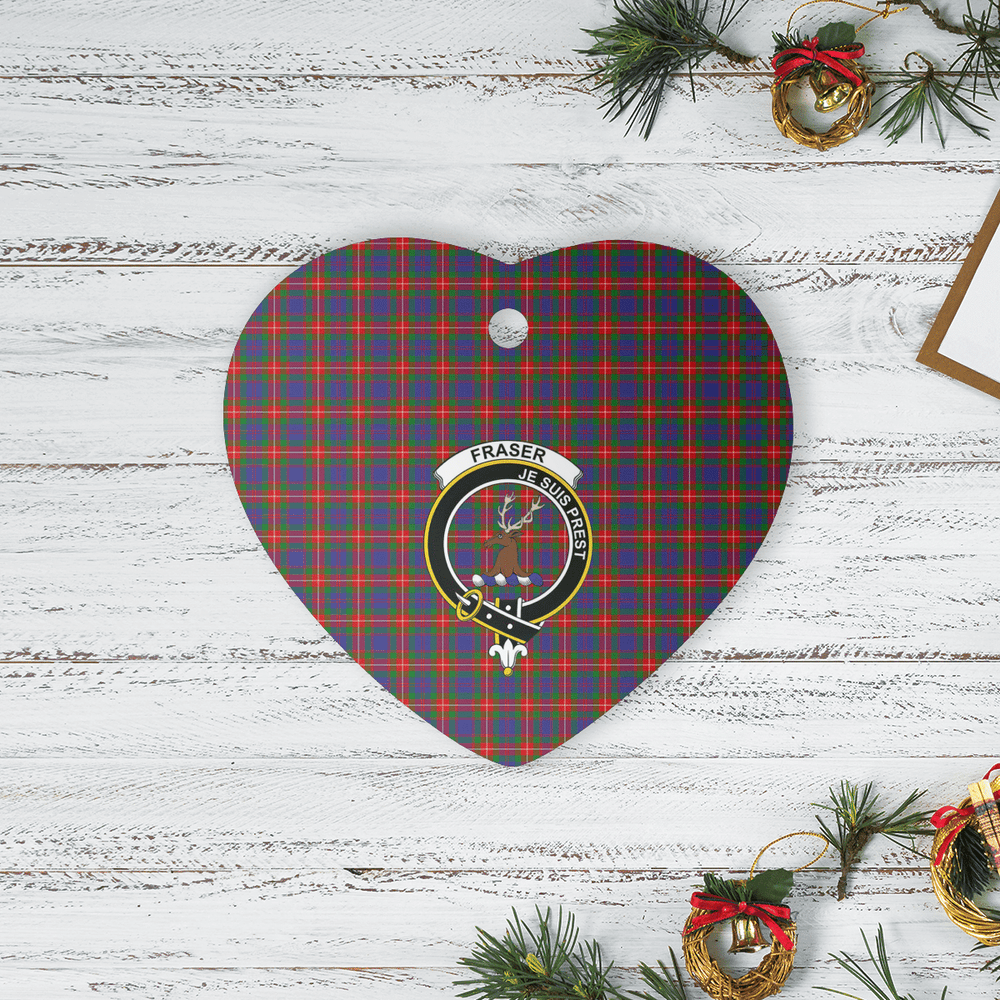 Clan Fraser of Lovat Tartan Crest Heart Ceramic Ornament WD50 Fraser of Lovat Tartan Tartan Christmas