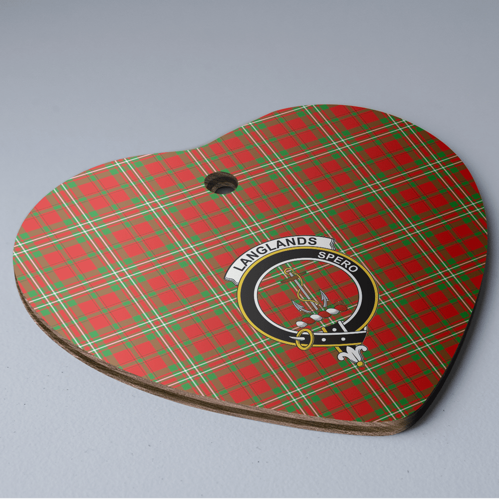 Clan Langlands Tartan Crest Heart Ceramic Ornament QM11 Langlands Tartan Tartan Christmas