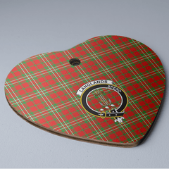 Clan Langlands Tartan Crest Heart Ceramic Ornament QM11 Langlands Tartan Tartan Christmas