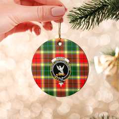 Clan Gibbs Tartan Crest Round Ceramic Ornament PQ15 Gibbs Tartan Tartan Christmas