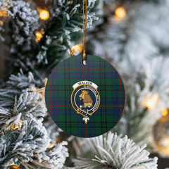 Clan Walker Hunting Modern Tartan Crest Round Ceramic Ornament QX96 Walker Hunting Modern Tartan Tartan Christmas