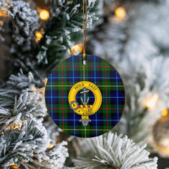 Clan Smith Modern Tartan Crest Round Ceramic Ornament JX37 Smith Modern Tartan Tartan Christmas