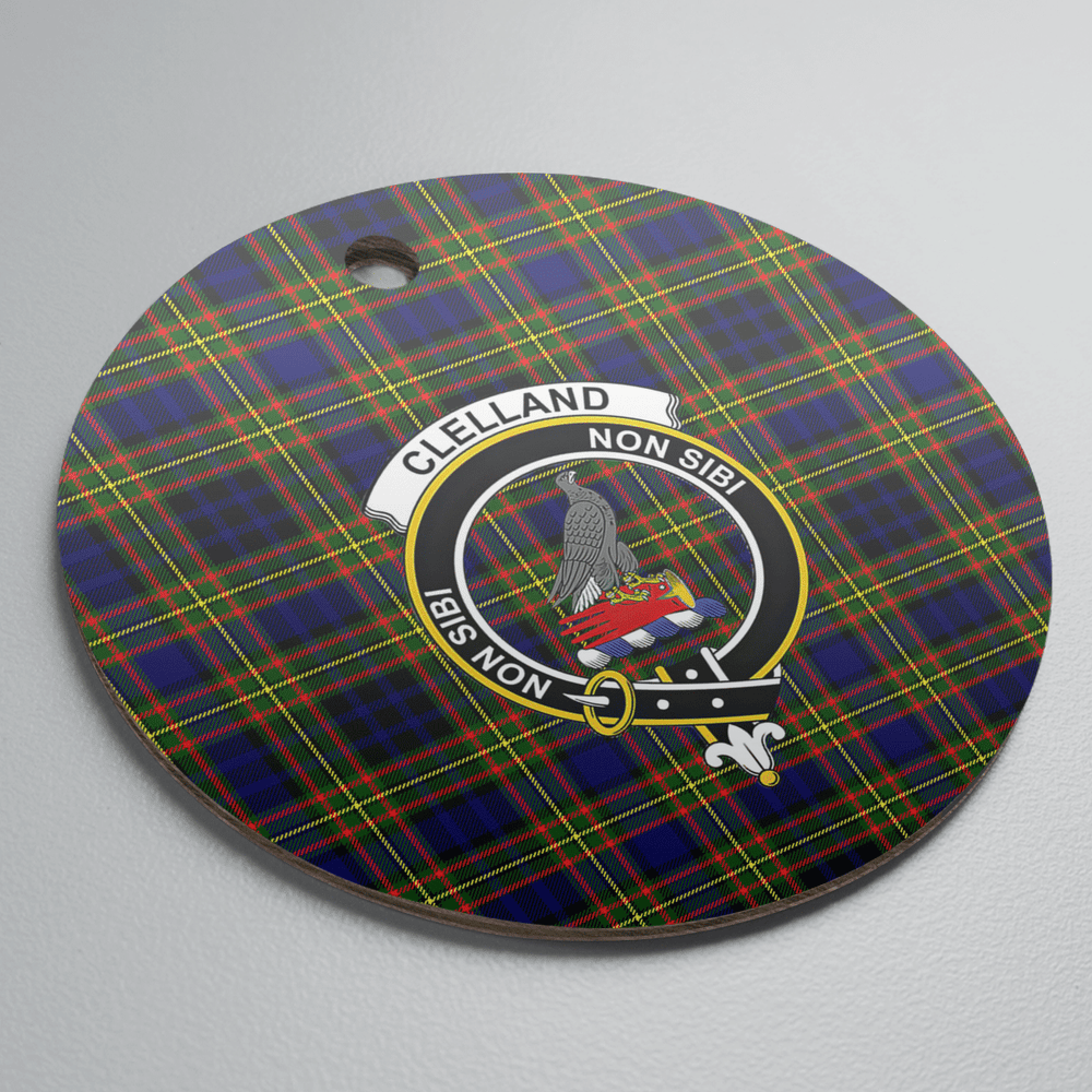 Clan Clelland Modern Tartan Crest Round Ceramic Ornament WI73 Clelland Modern Tartan Tartan Christmas