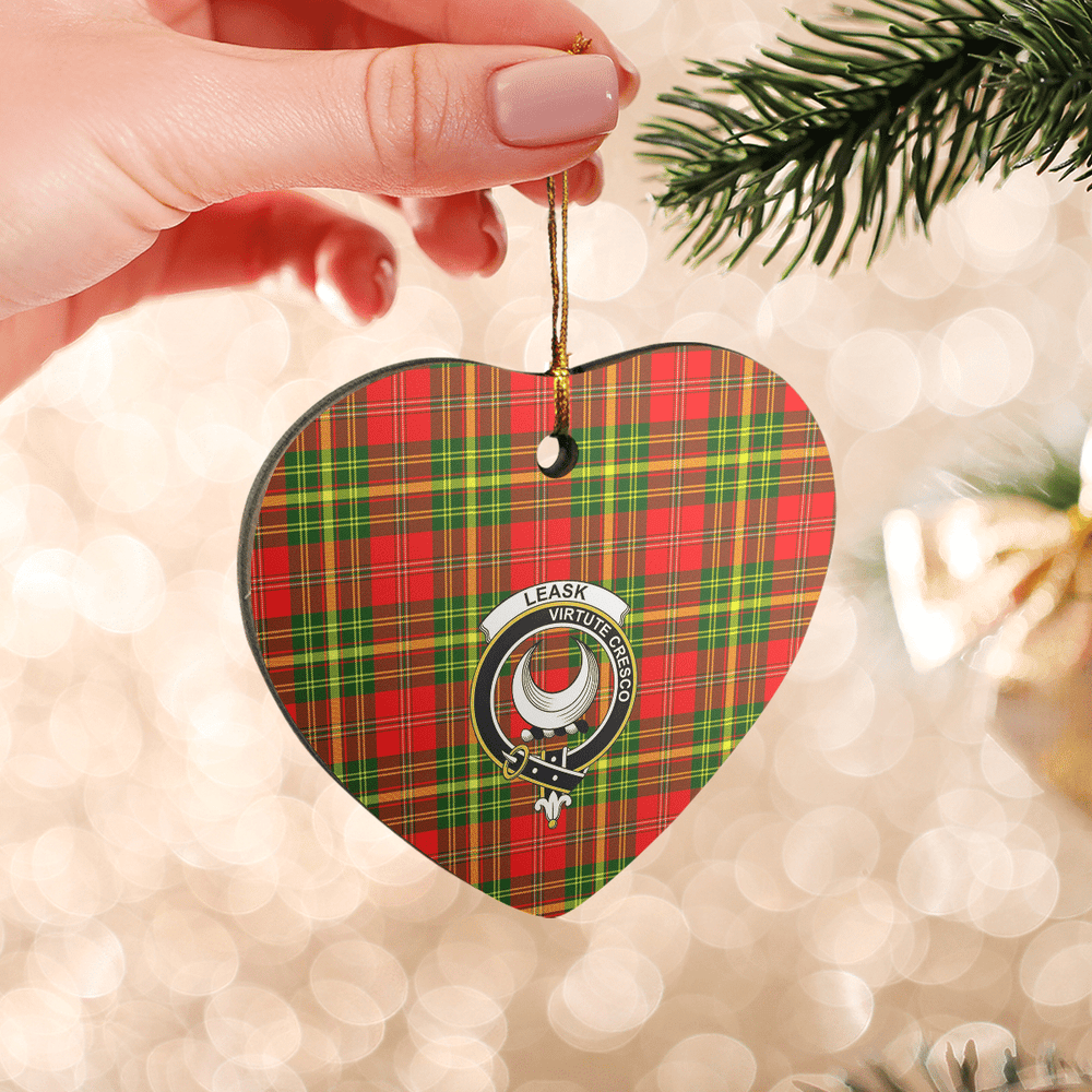 Clan Leask Tartan Crest Heart Ceramic Ornament YH17 Leask Tartan Tartan Christmas