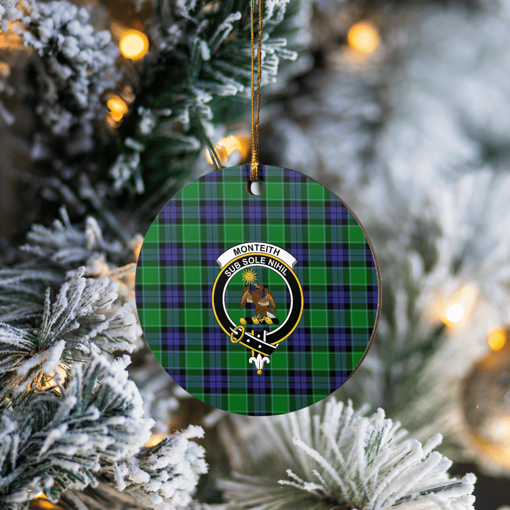 Clan Monteith Tartan Crest Round Ceramic Ornament FB53 Monteith Tartan Tartan Christmas