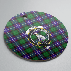 Clan Hunter Tartan Crest Round Ceramic Ornament FK50 Hunter Tartan Tartan Christmas