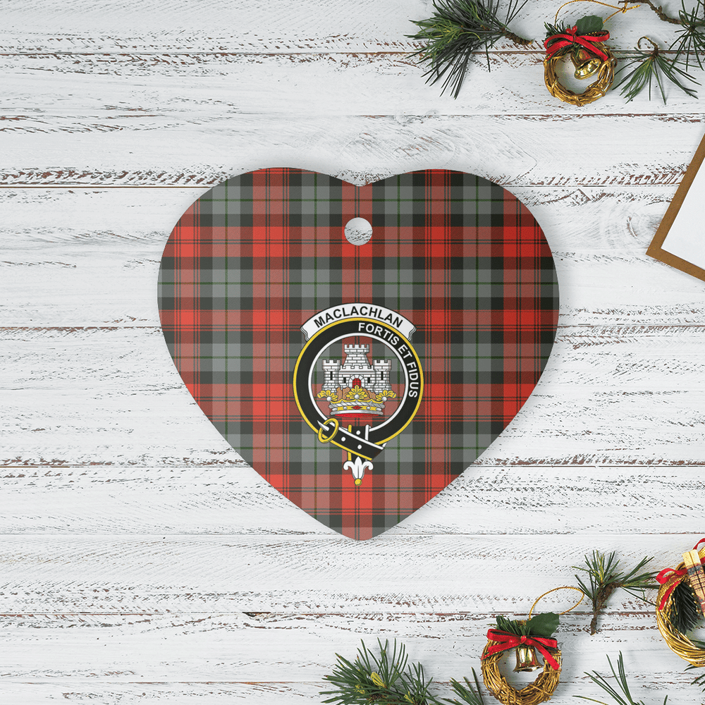 Clan MacLachlan Weathered Tartan Crest Heart Ceramic Ornament BP49 MacLachlan Weathered Tartan Tartan Christmas