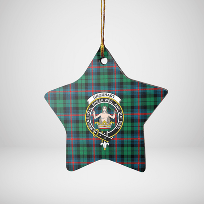 Clan Urquhart Broad Red Ancient Tartan Crest Star Ceramic Ornament IF15