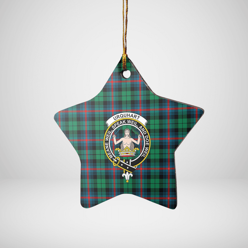 Clan Urquhart Broad Red Ancient Tartan Crest Star Ceramic Ornament IF15 Urquhart Broad Red Ancient Tartan Tartan Christmas