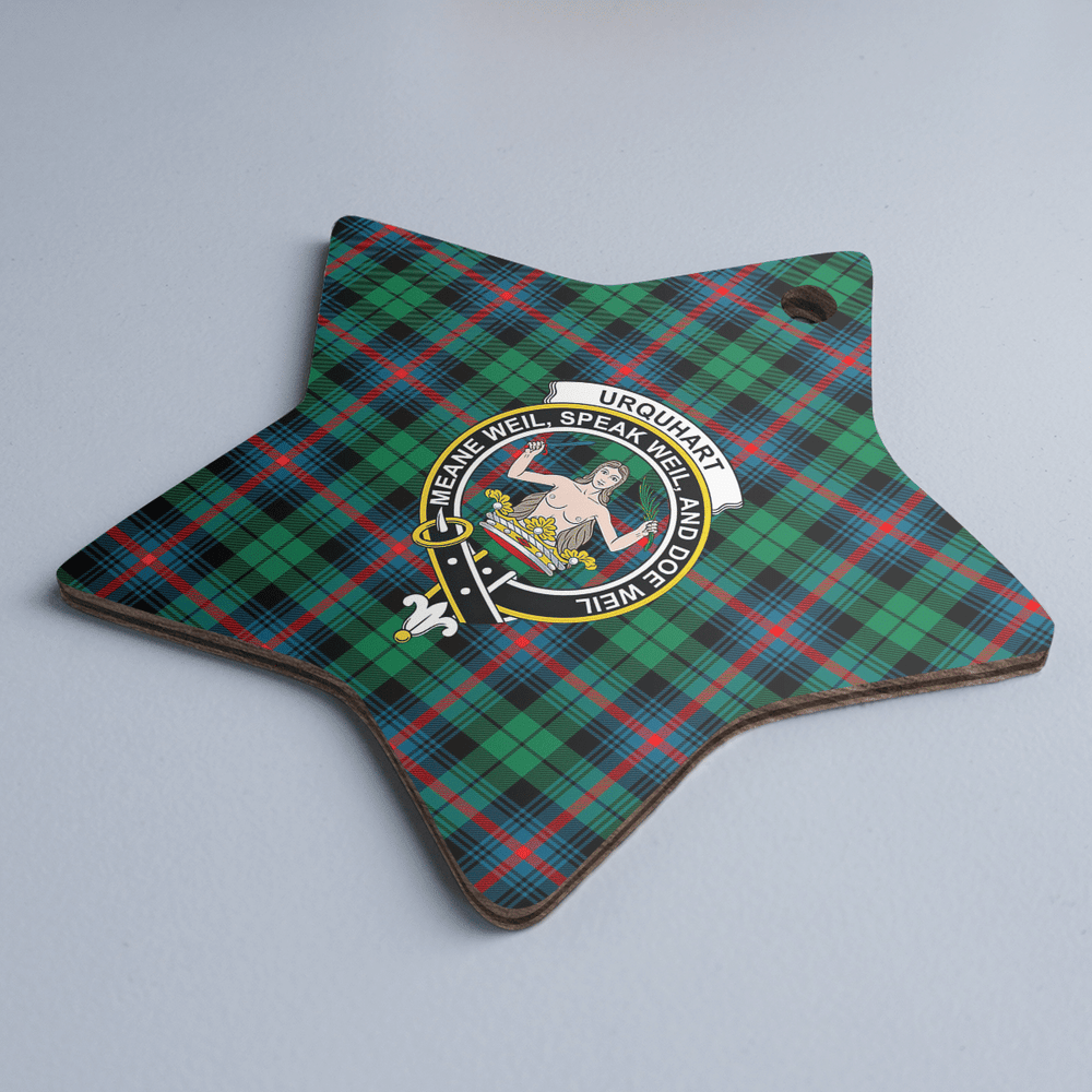 Clan Urquhart Broad Red Ancient Tartan Crest Star Ceramic Ornament IF15 Urquhart Broad Red Ancient Tartan Tartan Christmas