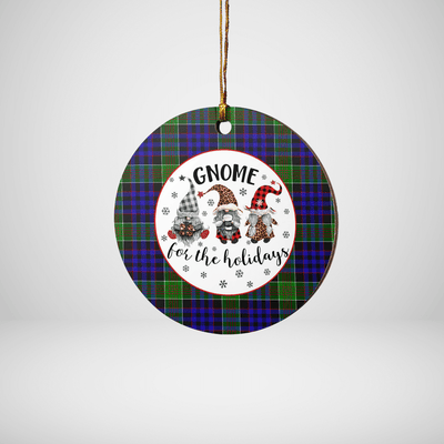Clan Newman Tartan Tartan Crest Gnome Round Ceramic Ornament