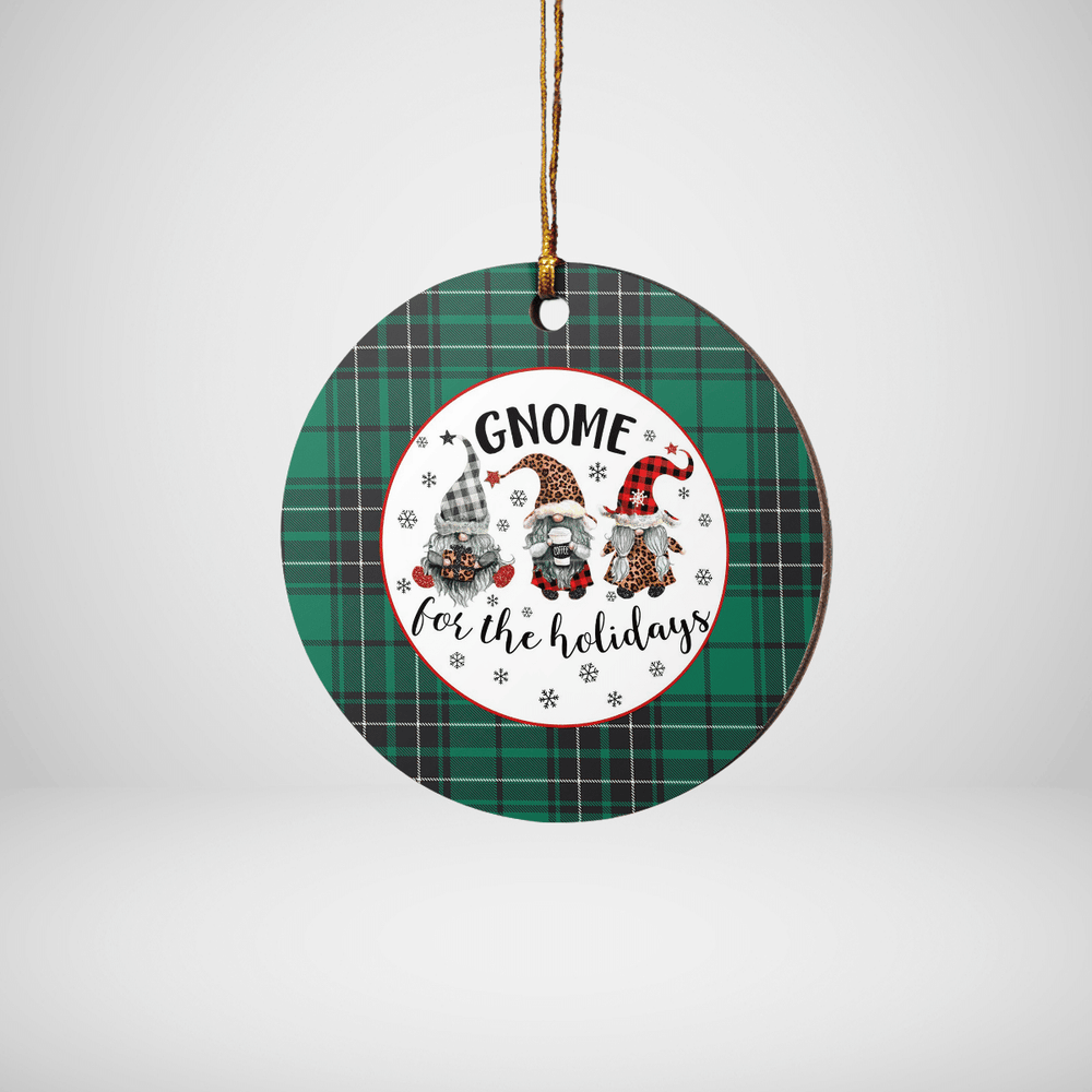 Clan MacLean Hunting Ancient Tartan Tartan Crest Gnome Round Ceramic Ornament ZH89 MacLean Hunting Ancient Tartan Tartan Christmas