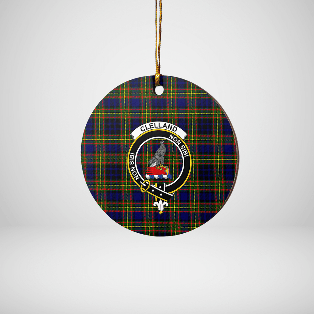 Clan Clelland Modern Tartan Crest Round Ceramic Ornament WI73 Clelland Modern Tartan Tartan Christmas
