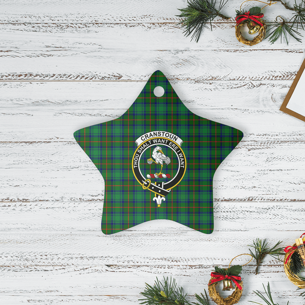 Clan Cranstoun Tartan Crest Star Ceramic Ornament PN95 Cranstoun Tartan Tartan Christmas