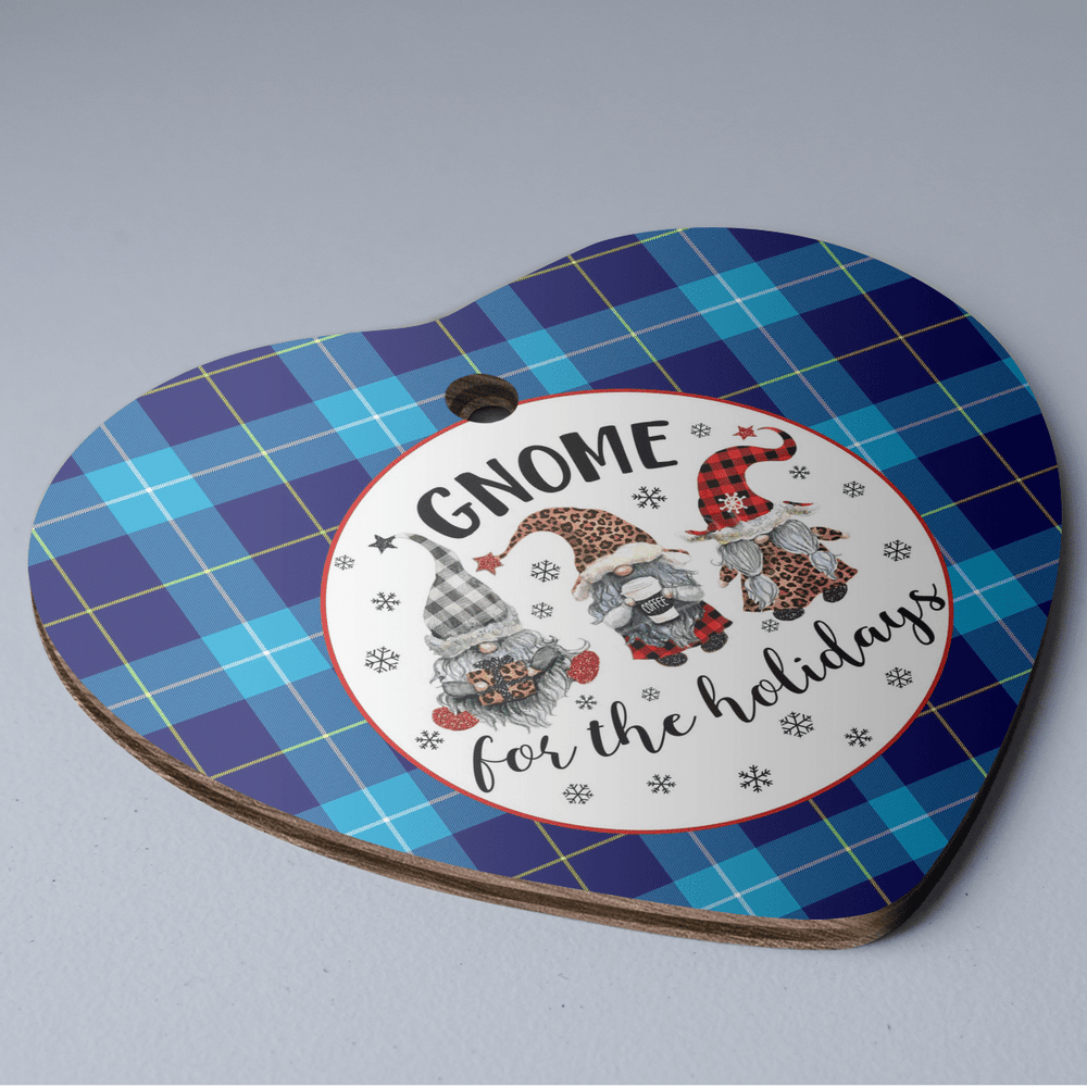 Clan McKerrell Tartan Tartan Crest Gnome Heart Ceramic Ornament MY67 McKerrell Tartan Tartan Christmas