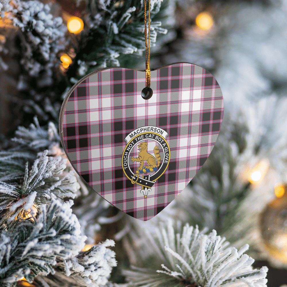 Clan MacPherson Hunting Modern Tartan Crest Heart Ceramic Ornament TX27 MacPherson Hunting Modern Tartan Tartan Christmas