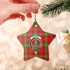 Clan Morrison Red Modern Tartan Crest Star Ceramic Ornament LR92 Morrison Red Modern Tartan Tartan Christmas