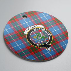 Clan Crichton District Tartan Crest Round Ceramic Ornament HC76 Crichton District Tartan Tartan Christmas