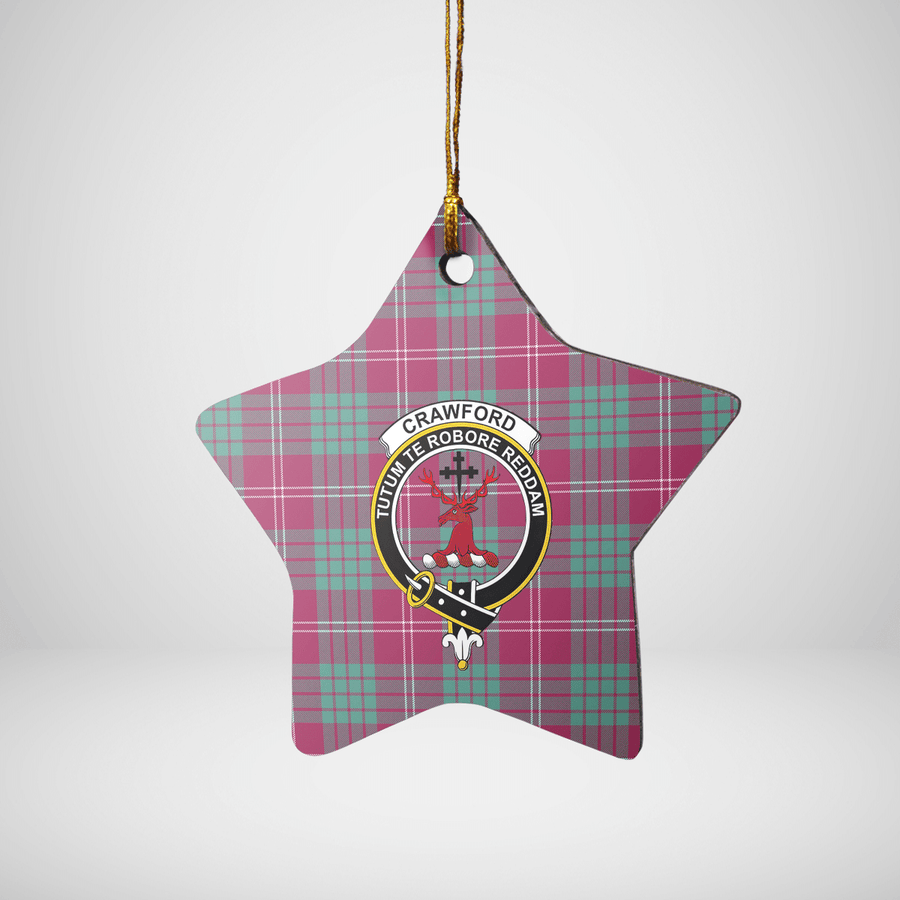 Clan Crawford Ancient Tartan Crest Star Ceramic Ornament CD71 Crawford Ancient Tartan Tartan Christmas