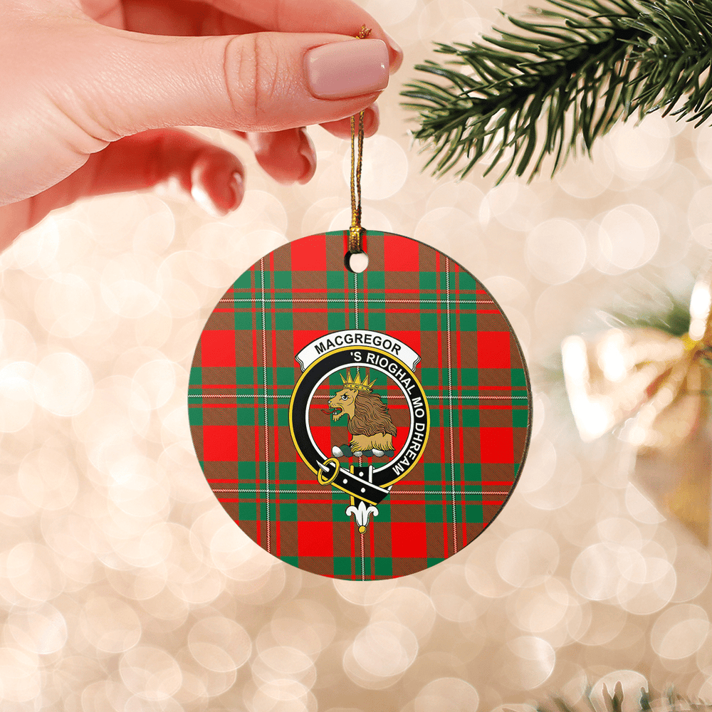 Clan MacGregor Ancient Tartan Crest Round Ceramic Ornament XJ82 MacGregor Ancient Tartan Tartan Christmas