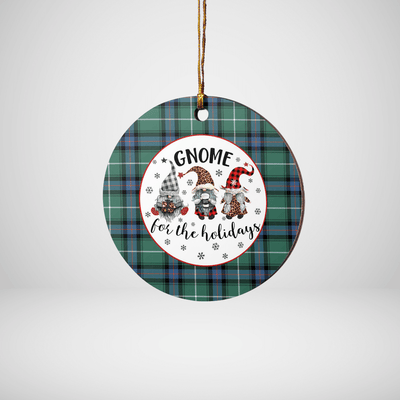 Clan MacDonald of the Isles Hunting Ancient Tartan Tartan Crest Gnome Round Ceramic Ornament