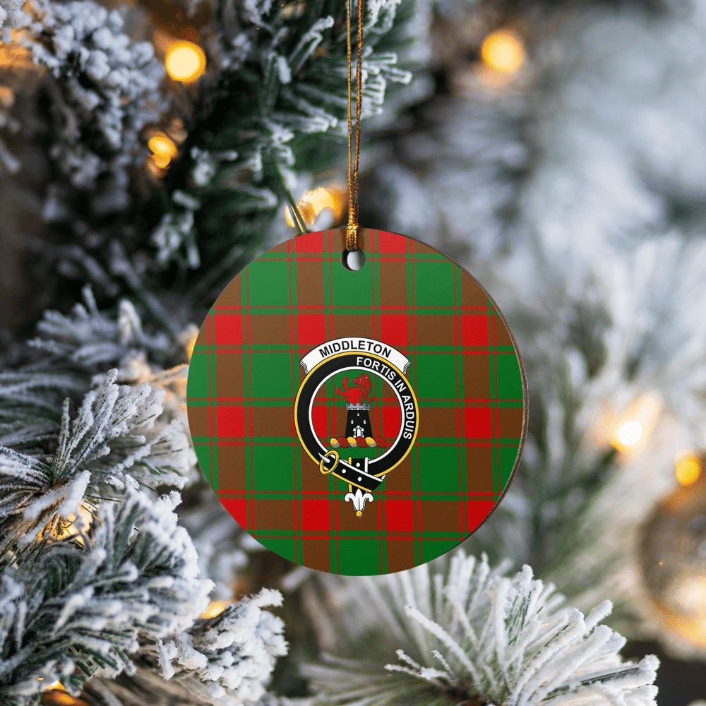 Clan Middleton Modern Tartan Crest Round Ceramic Ornament TU81 Middleton Modern Tartan Tartan Christmas