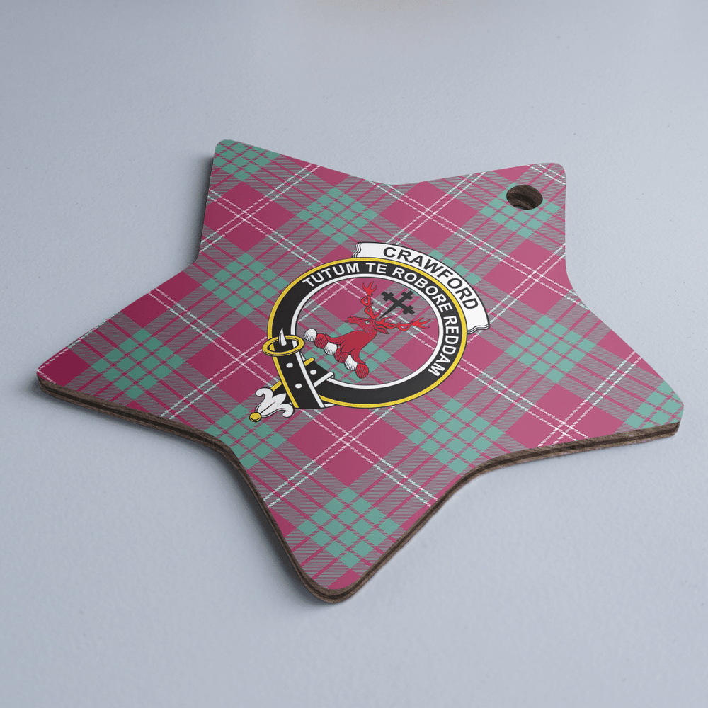 Clan Crawford Ancient Tartan Crest Star Ceramic Ornament CD71 Crawford Ancient Tartan Tartan Christmas