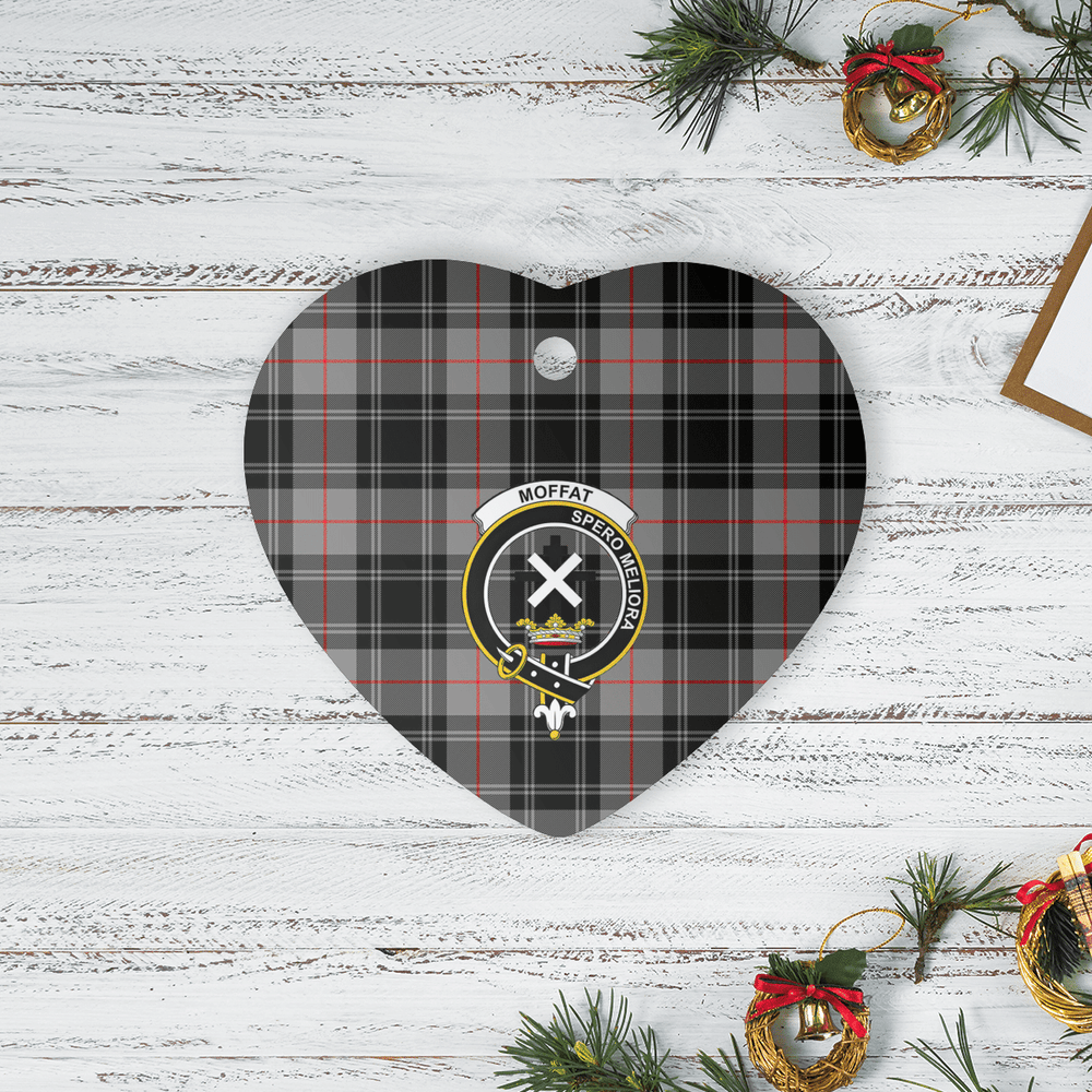 Clan Moffat Modern Tartan Crest Heart Ceramic Ornament AC47 Moffat Modern Tartan Tartan Christmas