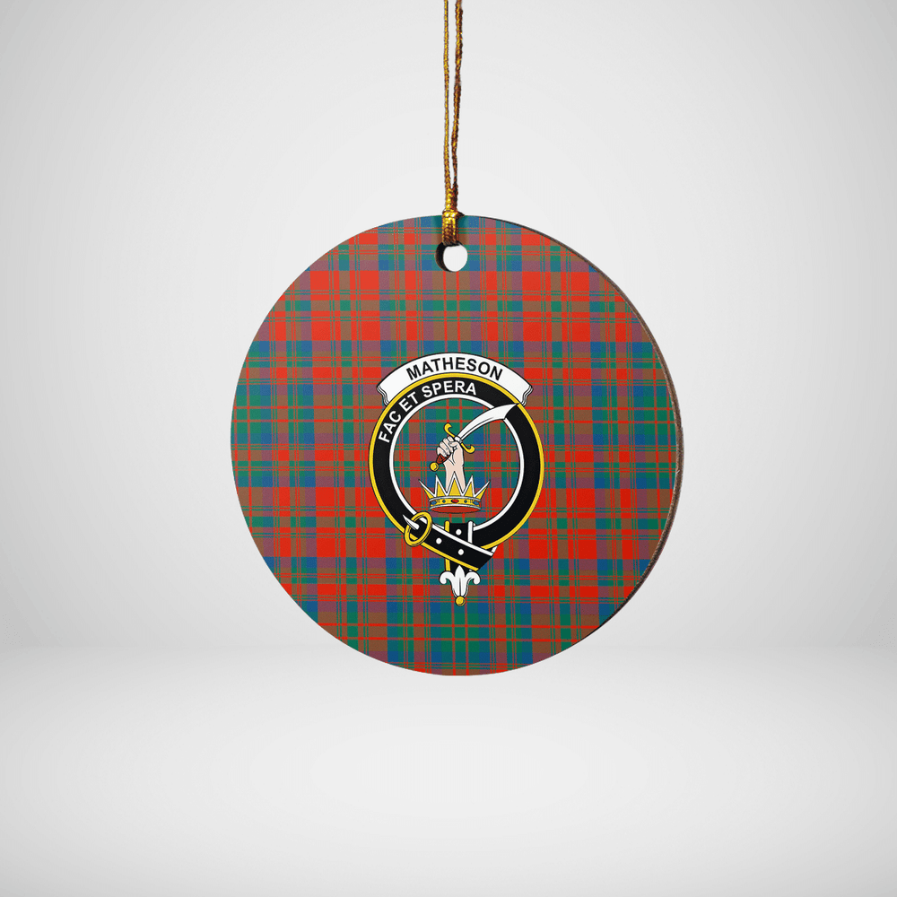 Clan Matheson Ancient Tartan Crest Round Ceramic Ornament MT83 Matheson Ancient Tartan Tartan Christmas