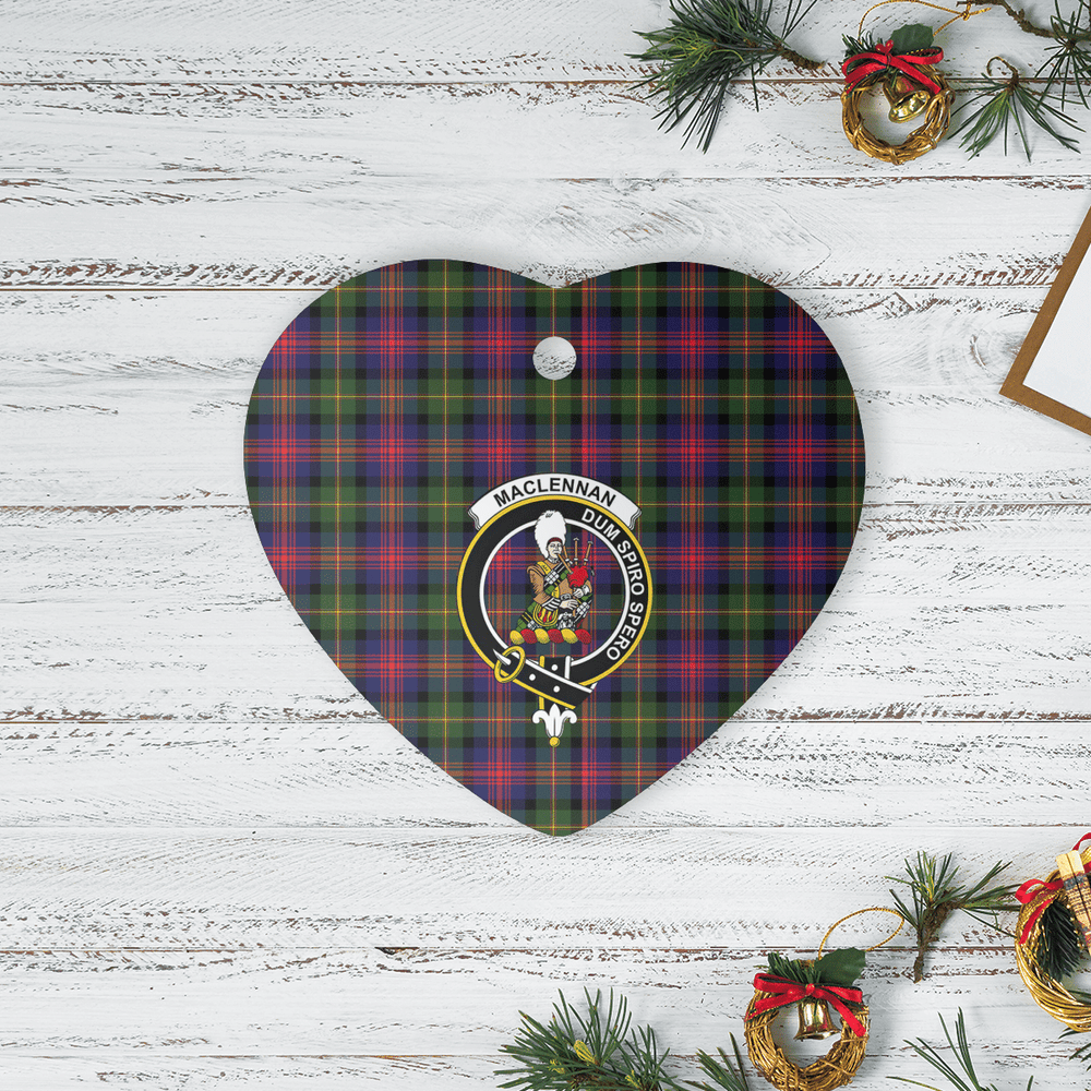 Clan MacLennan Tartan Crest Heart Ceramic Ornament CX74 MacLennan Tartan Tartan Christmas