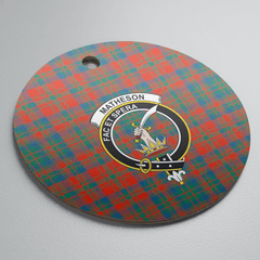 Clan Matheson Ancient Tartan Crest Round Ceramic Ornament MT83 Matheson Ancient Tartan Tartan Christmas