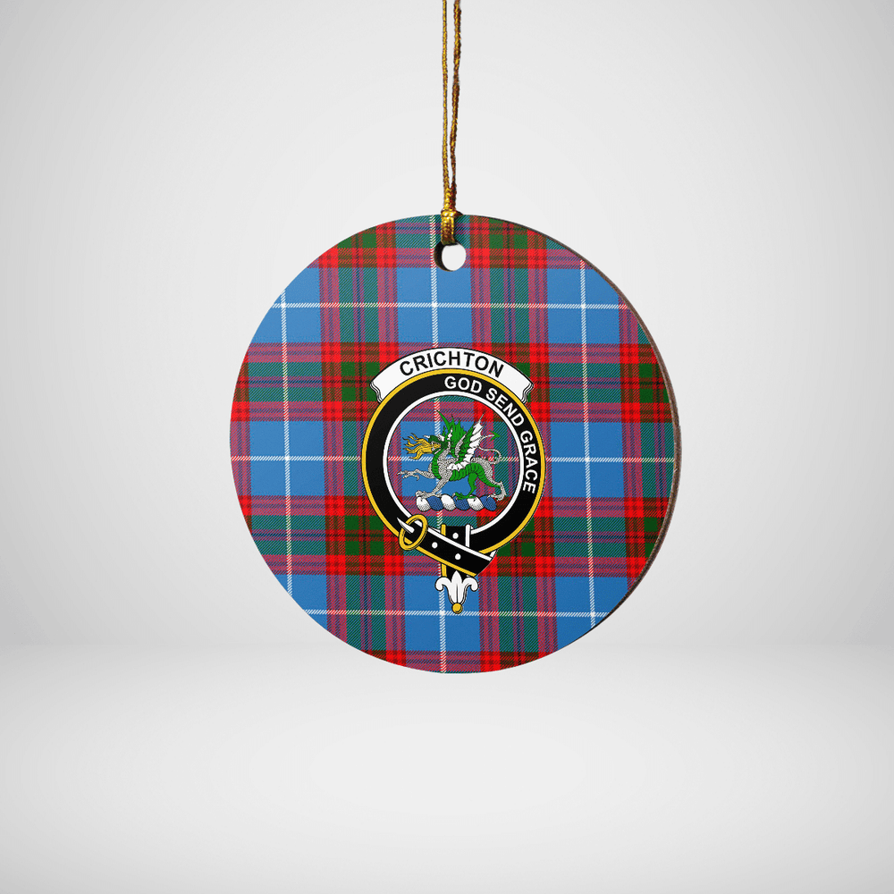 Clan Crichton District Tartan Crest Round Ceramic Ornament HC76 Crichton District Tartan Tartan Christmas