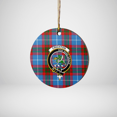 Clan Crichton District Tartan Crest Round Ceramic Ornament HC76 Crichton District Tartan Tartan Christmas