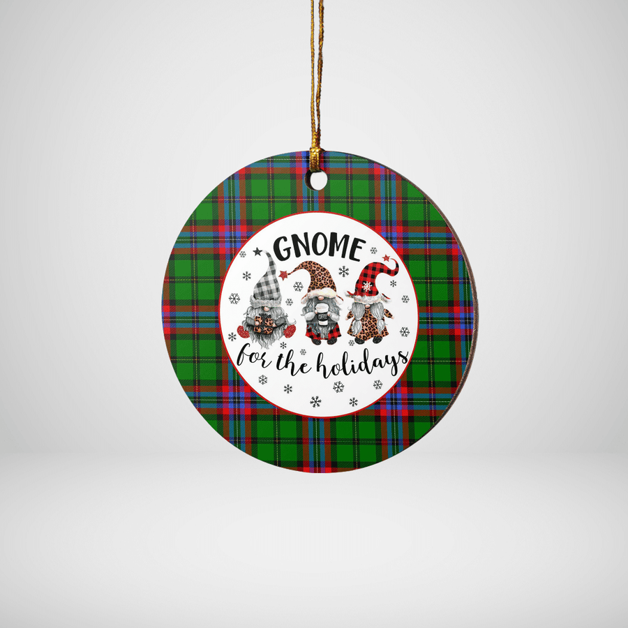 Clan McGeachie Tartan Tartan Crest Gnome Round Ceramic Ornament JA57 McGeachie Tartan Tartan Christmas