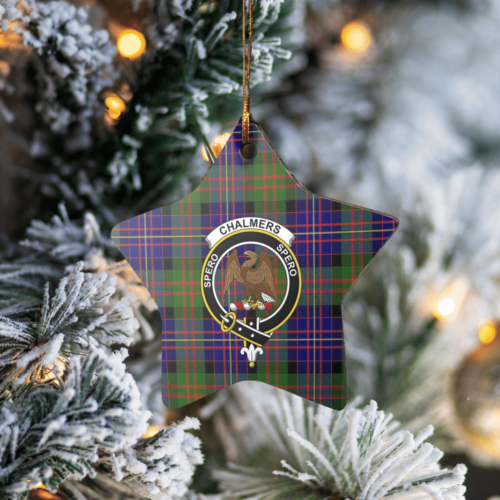 Clan Chalmer Tartan Crest Star Ceramic Ornament IJ85 Chalmer Tartan Tartan Christmas