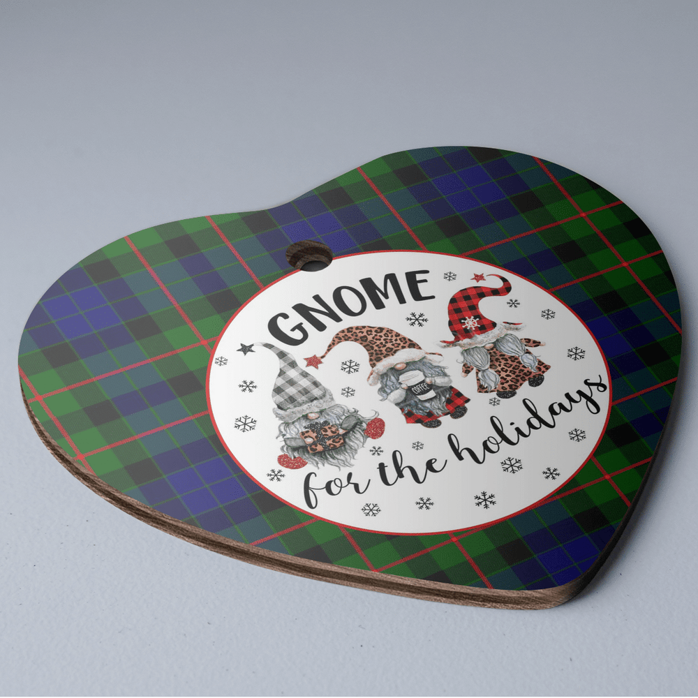 Clan Gunn Modern Tartan Tartan Crest Gnome Heart Ceramic Ornament YS61 Gunn Modern Tartan Tartan Christmas