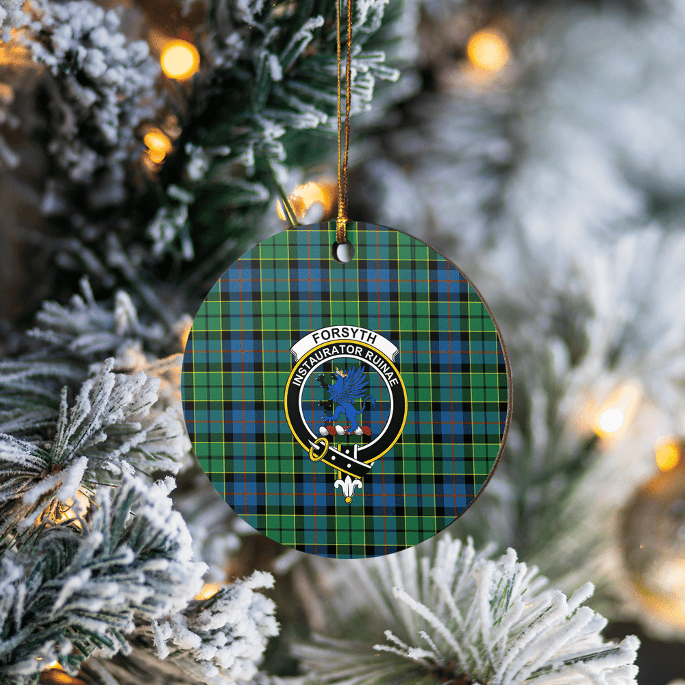 Clan Forsyth Ancient Tartan Crest Round Ceramic Ornament YI14 Forsyth Ancient Tartan Tartan Christmas