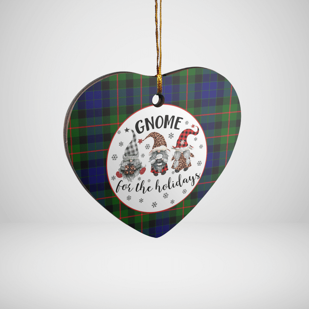 Clan Gunn Modern Tartan Tartan Crest Gnome Heart Ceramic Ornament YS61 Gunn Modern Tartan Tartan Christmas