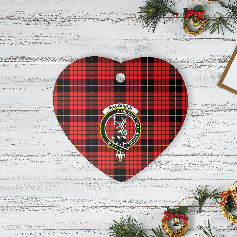Clan MacQueen Modern Tartan Crest Heart Ceramic Ornament LK13 MacQueen Modern Tartan Tartan Christmas