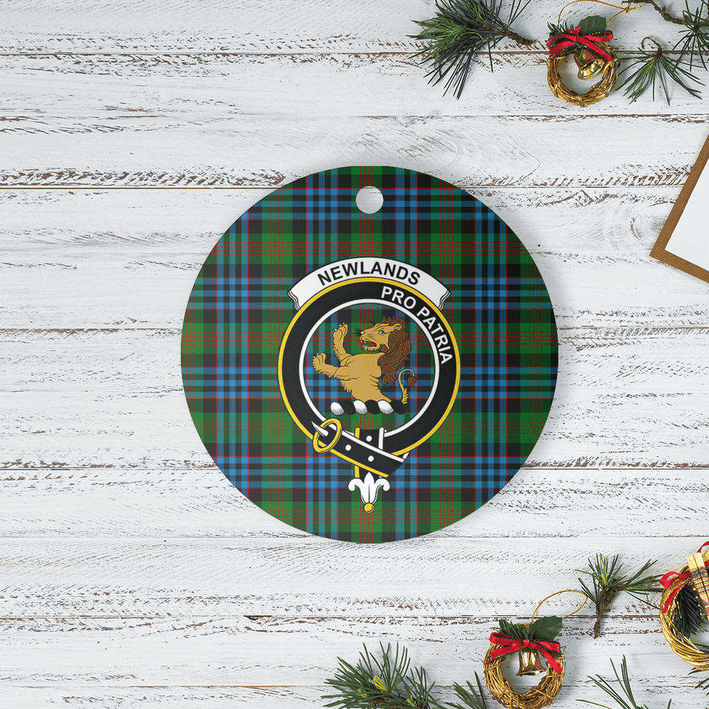 Clan Newlands Tartan Crest Round Ceramic Ornament ZI22 Newlands Tartan Tartan Christmas