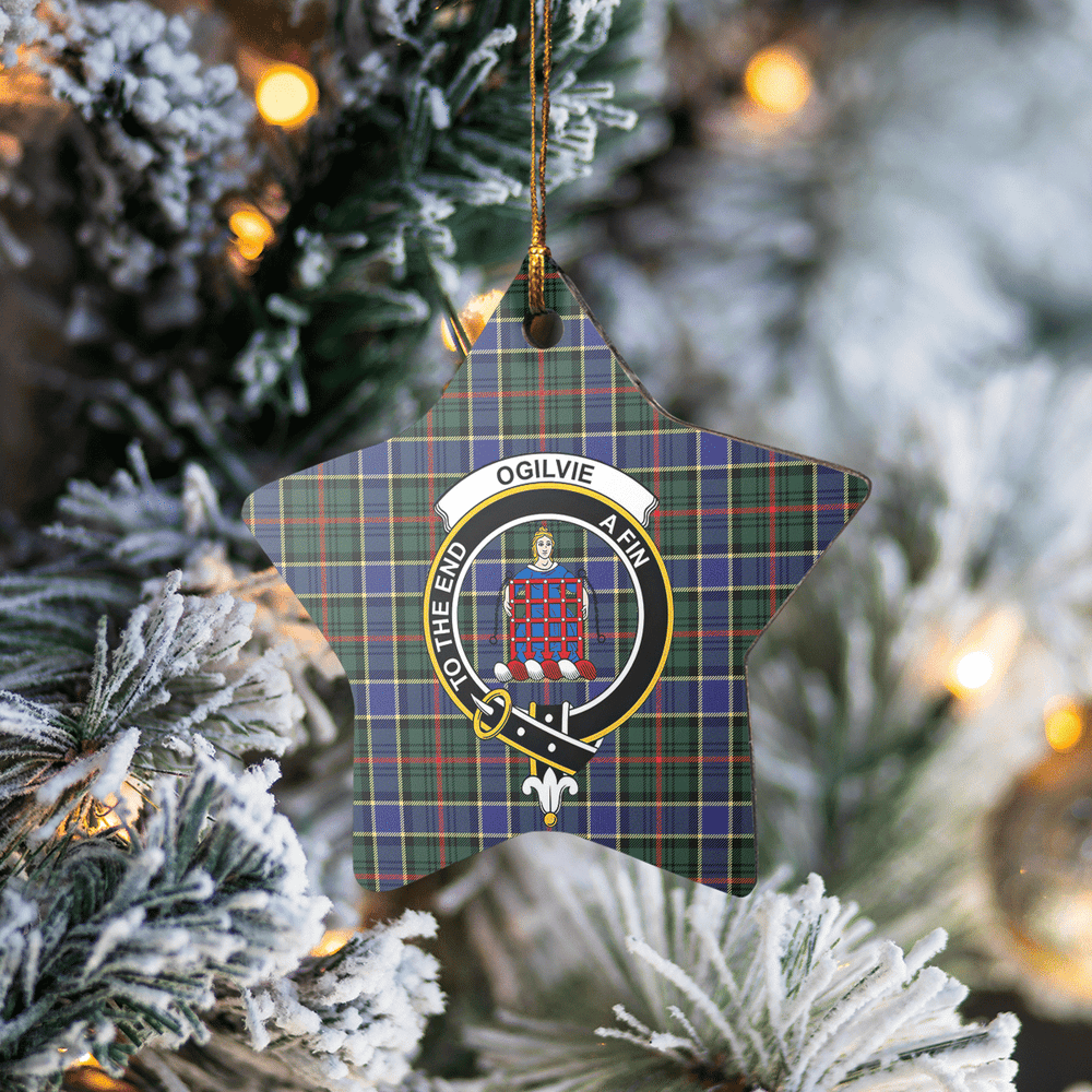 Clan Ogilvie Hunting Modern Tartan Crest Star Ceramic Ornament IA15 Ogilvie Hunting Modern Tartan Tartan Christmas