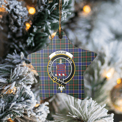 Clan Ogilvie Hunting Modern Tartan Crest Star Ceramic Ornament IA15 Ogilvie Hunting Modern Tartan Tartan Christmas