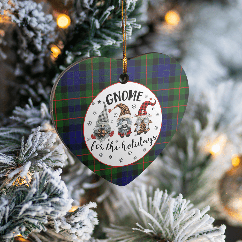 Clan Gunn Modern Tartan Tartan Crest Gnome Heart Ceramic Ornament YS61 Gunn Modern Tartan Tartan Christmas