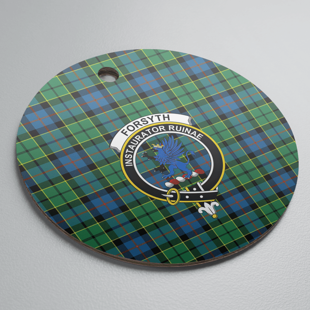 Clan Forsyth Ancient Tartan Crest Round Ceramic Ornament YI14 Forsyth Ancient Tartan Tartan Christmas