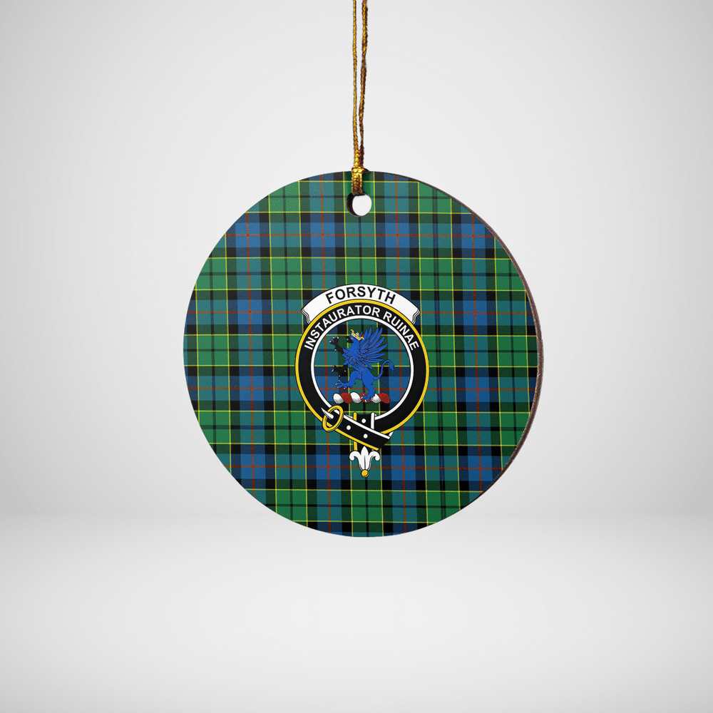 Clan Forsyth Ancient Tartan Crest Round Ceramic Ornament YI14 Forsyth Ancient Tartan Tartan Christmas