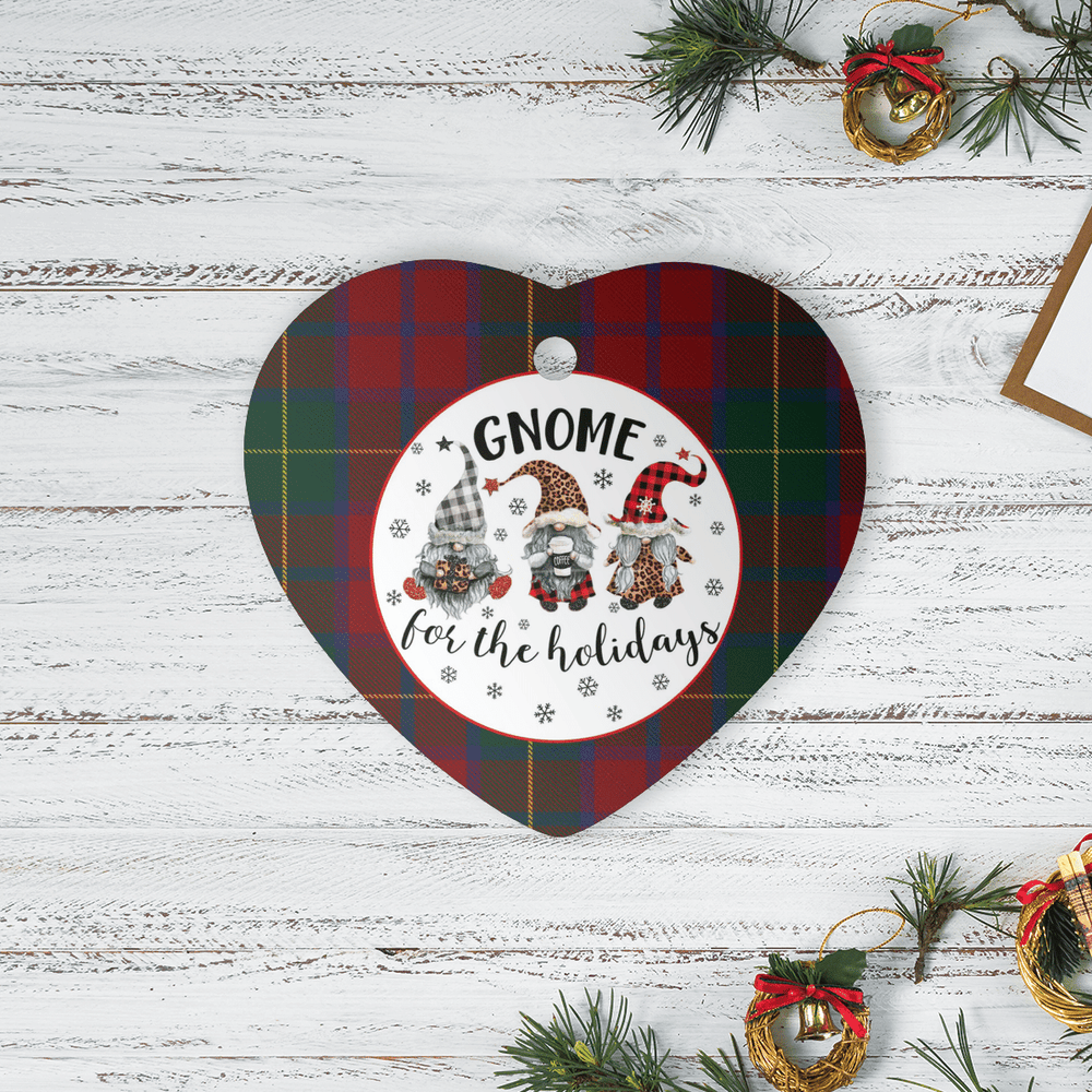 Clan McCarthy Tartan Tartan Crest Gnome Heart Ceramic Ornament KX51 McCarthy Tartan Tartan Christmas