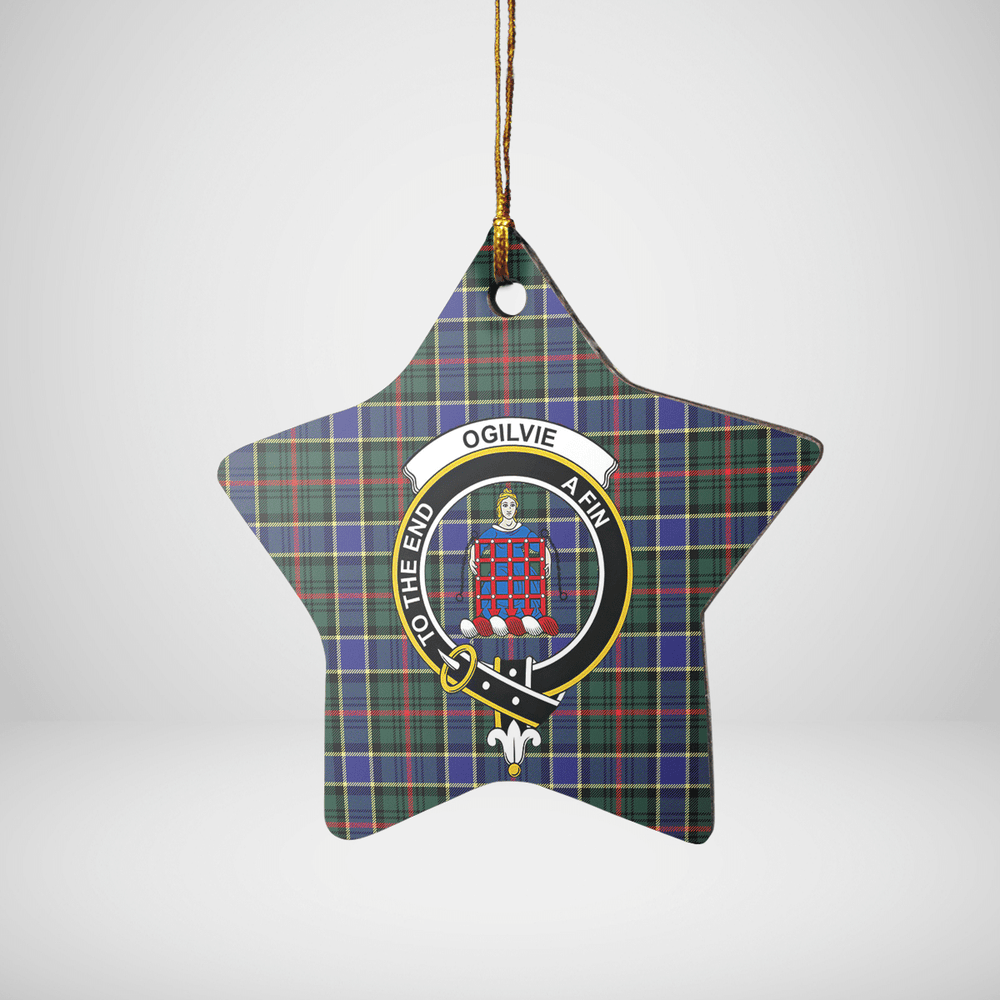 Clan Ogilvie Hunting Modern Tartan Crest Star Ceramic Ornament IA15 Ogilvie Hunting Modern Tartan Tartan Christmas